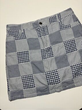 Croft & Barrow Blue & White Gingham Patchwork Cotton Skort